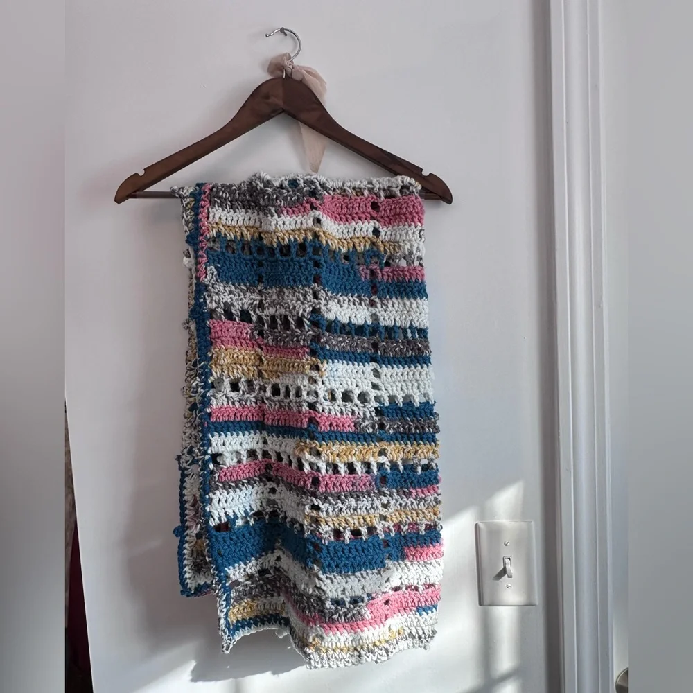 Handmade Cottage core Colorful Crochet Blanket
